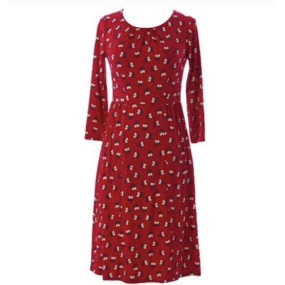 Boden Red Floral Midi Dress